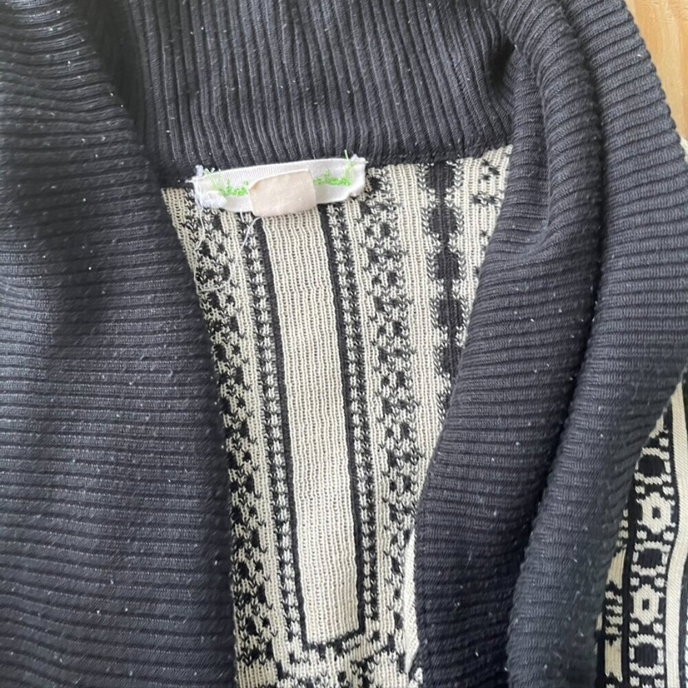 ** Anthropologie STARING AT STARS Black & Cream Geometric Cardigan Size S - Picture 10 of 10
